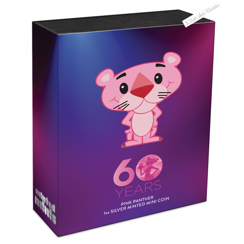 Pink Panther 60° Anniversaire 1 once .9999 Argent 2024, lartdesgents.fr