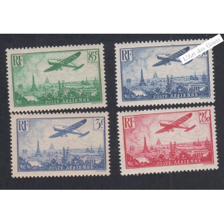Série 4 Timbres Poste Aérienne - n°8 à n°12 sauf n°10 - 1936 - Neufs* - Cote 83Euros - lartdesgents.fr