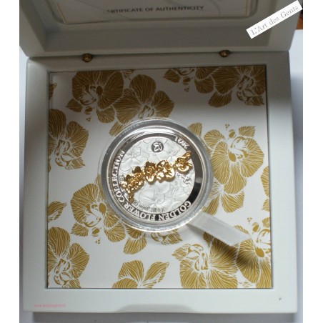 GOLDEN FLOWER Orchid SAMOA 5 dollars 1 oz .9999 Argent 2021 , lartdesgents.fr