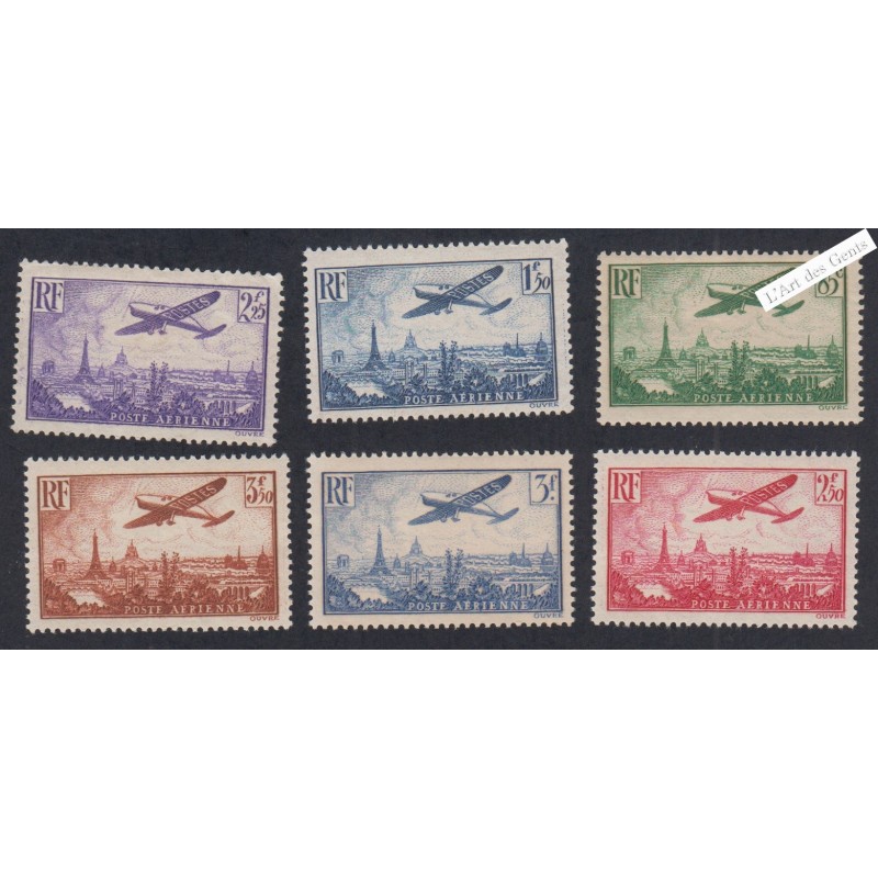 Série Timbres Poste Aérienne - n°8 à n°13 signé - 1936 - Neufs** - Cote 300 Euros - lartdesgents.fr