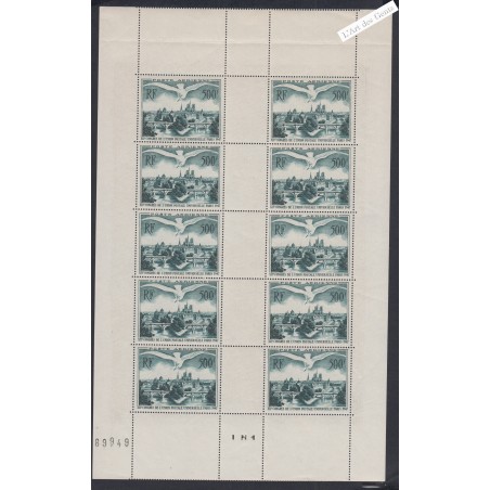 Feuillet 10 Timbres Poste Aérienne n°F20 - Neuf**  cote 650 euros- lartdesgents.fr