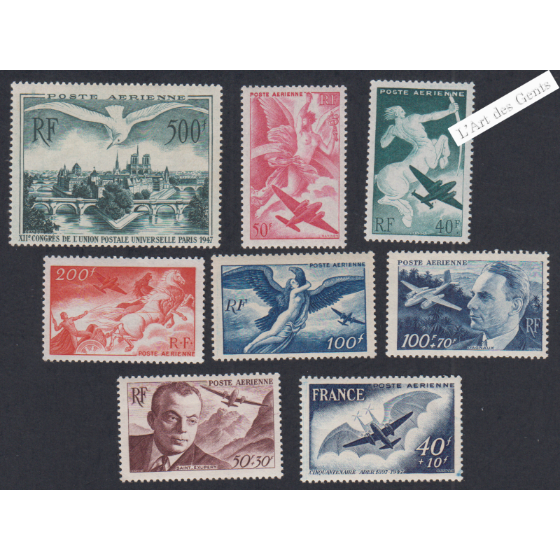 Série 8 Timbres Poste Aérienne n°16 à 23 - Neufs**  cote 89 euros -  lartdesgents.fr