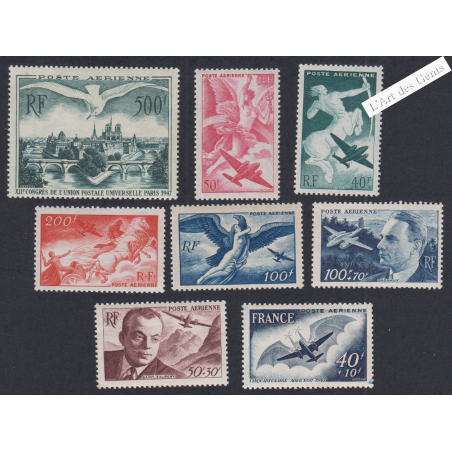 Série 8 Timbres Poste Aérienne n°16 à 23 - Neufs**  cote 89 euros -  lartdesgents.fr