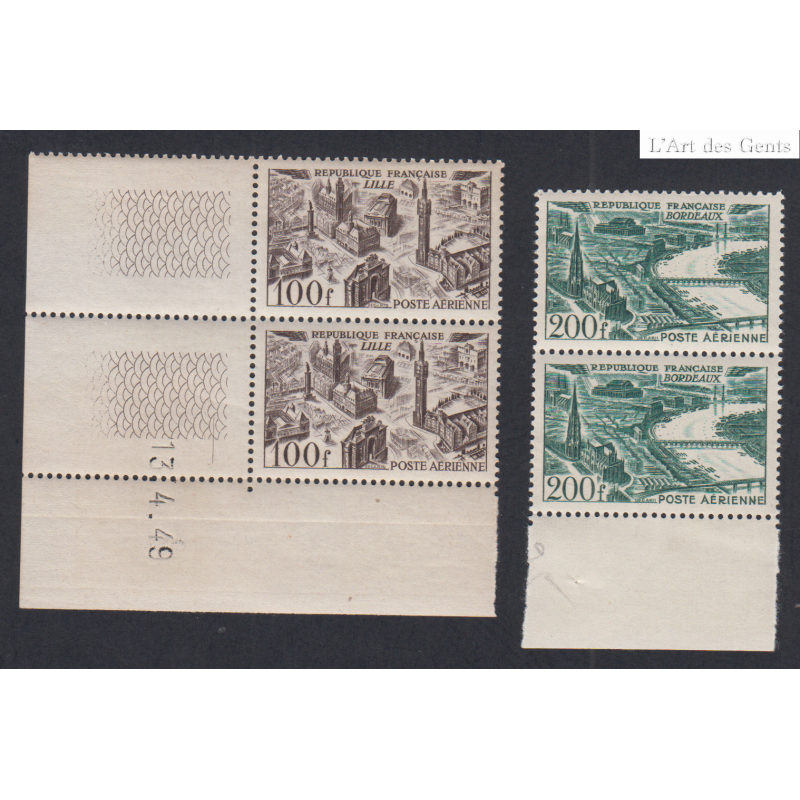Timbres Poste Aérienne -  n°24 à n°25 - 1949- Neufs** - coin et bord de feuille lartdesgents
