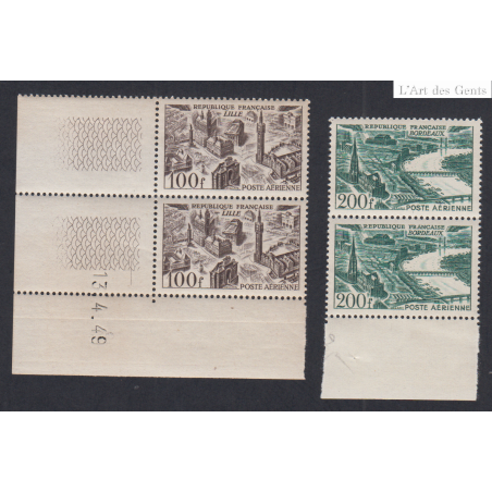 Timbres Poste Aérienne -  n°24 à n°25 - 1949- Neufs** - coin et bord de feuille lartdesgents