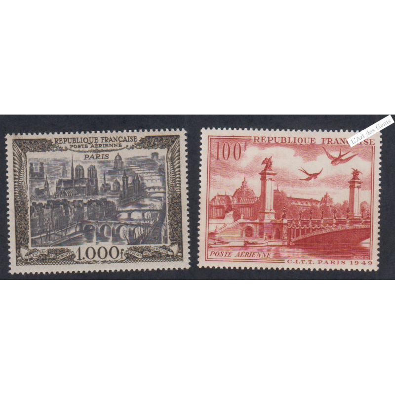 Timbres Poste Aérienne - n°28 et n°29 - 1950 - Neufs**  - Cote 174 Euros- lartdesgents.fr