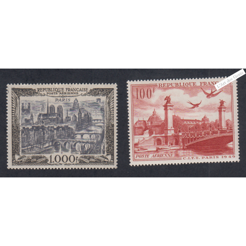 Timbres Poste Aérienne - n°28 et n°29 - 1950 - Neufs*  - Cote 101 Euros- lartdesgents.fr