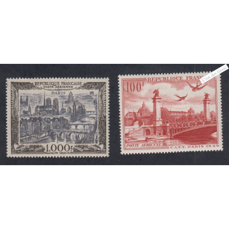 Timbres Poste Aérienne - n°28 et n°29 - 1950 - Neufs*  - Cote 101 Euros- lartdesgents.fr