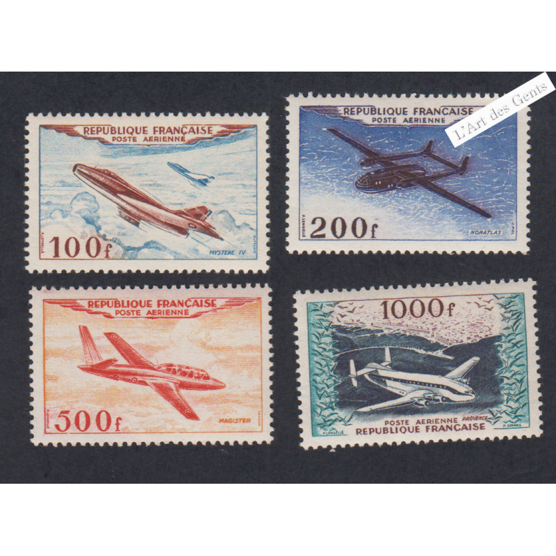 Série Poste Aérienne n°30 à n°33 - 1954 - Neufs** - Cote 400 Euros - Signés - lartdesgents.fr