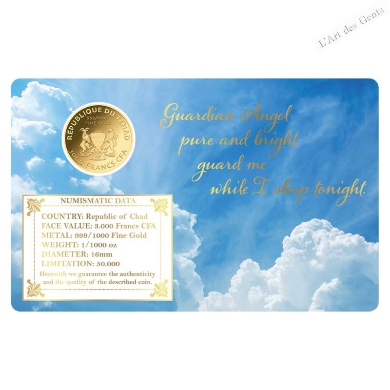 TCHAD 3000 Francs CFA 1/1000 oz Ange Gardien, lartdesgents.fr