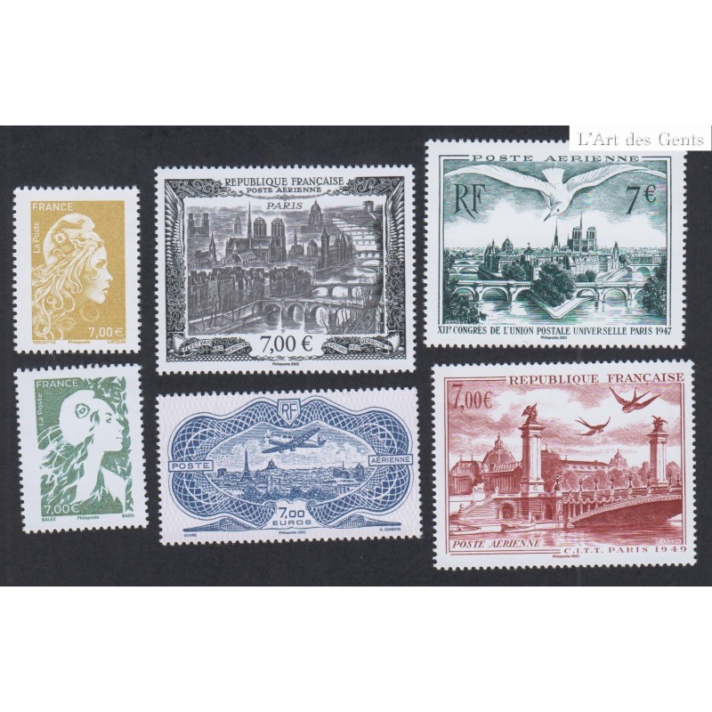 6 timbres issus des 6 Affiches numérotées de 2021 à 2024 Neufs** lartdesgents.fr