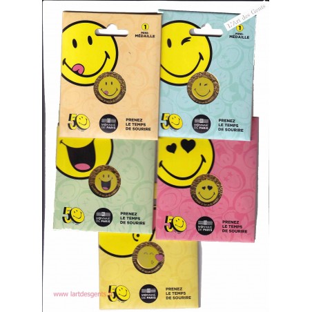 lot de 5 Mini-médailles 50 ans SMILEY - Monnaie de Paris, lartdesgents.fr