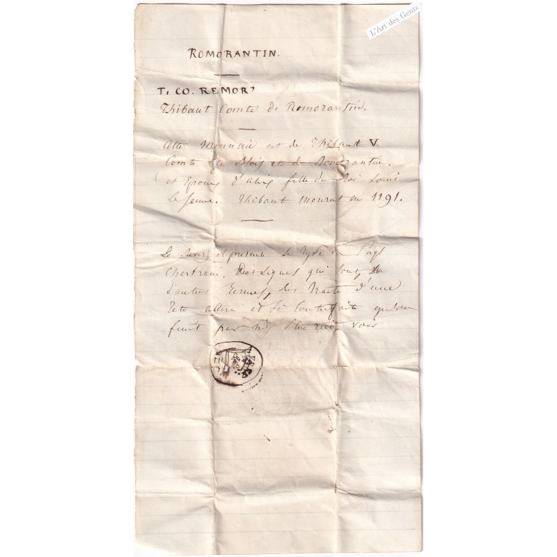 Denier Thibault V Comte de Romorantin 1152-1191, lartdesgents.fr