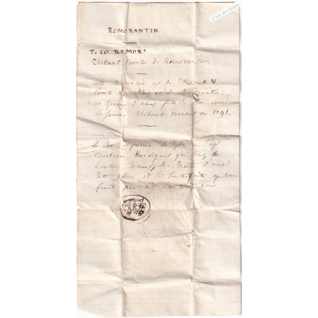 Denier Thibault V Comte de Romorantin 1152-1191, lartdesgents.fr