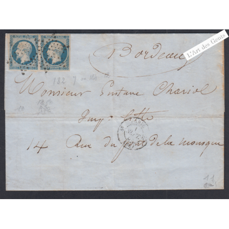 Paire Timbres n°10 sur lettre Oblitération étoile, cote 325 Euros Signé lartdesgents.fr