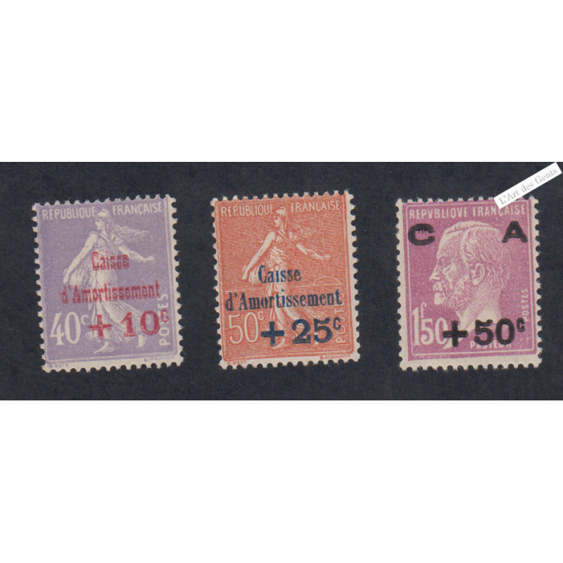 Série Timbres n°249 à n°251 Année 1928 Neufs* -  Cote 107 Euros lartdesgents.fr