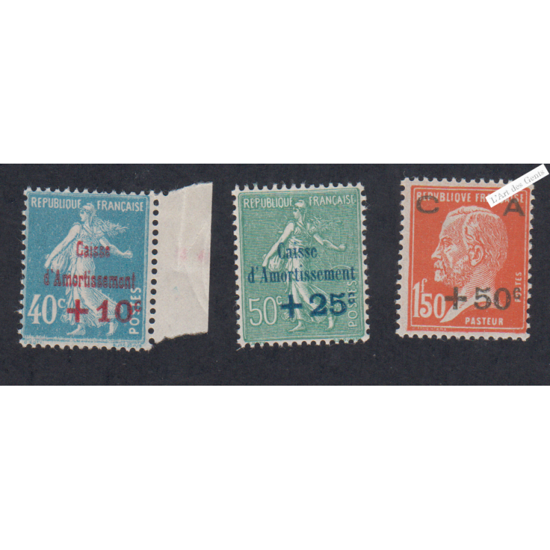 Timbres n°246-247-248 Caisse Amortissement 1ère série - 1927 - Neufs** -  Cote 70 Euros lartdesgents.fr