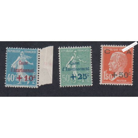 Timbres n°246-247-248 Caisse Amortissement 1ère série - 1927 - Neufs** -  Cote 70 Euros lartdesgents.fr