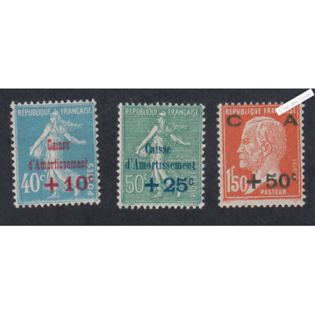 Timbres n°246-247-248 - Caisse d'Amortissement 1ère série - 1927 - Neufs** -  Cote 70 Euros lartdesgents.fr