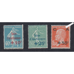 Timbres n°246-247-248 Caisse Amortissement 1ère série - 1927 - Neufs** -  Cote 70 Euros lartdesgents.fr