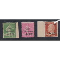 Timbres n°253-254-255- Amortissement 3ème série - 1928 - Neufs** Signés -  Cote 275 Euros lartdesgents.fr