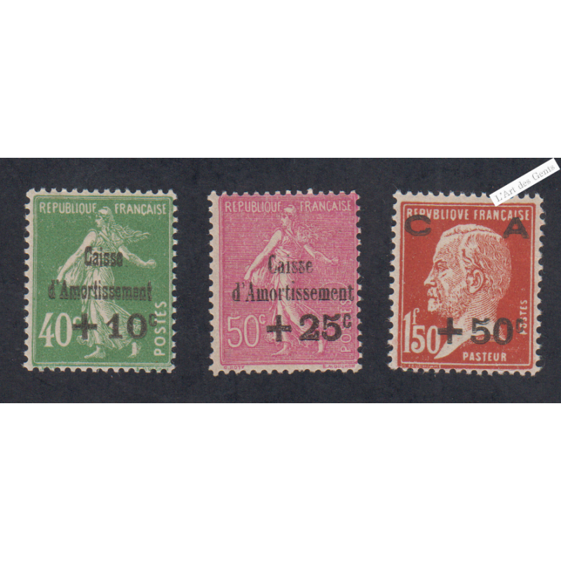 Timbres n°253-254-255- Amortissement- Neufs* -  Cote 120 Euros lartdesgents.fr