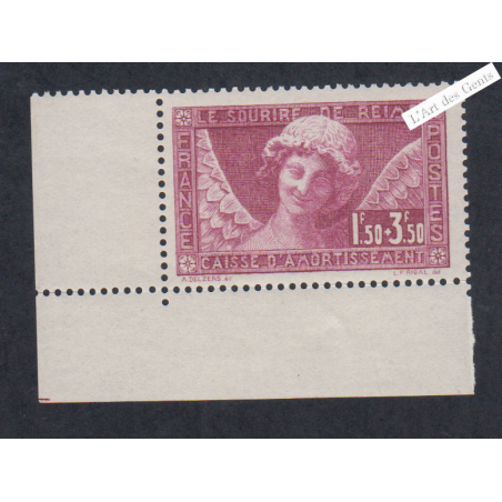 Timbre n°256 Amortissement Coin de feuille neuf** Signé Calves - cote 160€ lartdesgents.fr