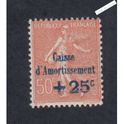 Timbre n°250 Caisse D'amortissement - 1928 Neuf* * Signé  Cote 75 Euros lartdesgents.fr