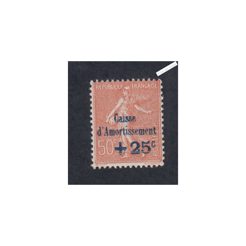 Timbre n°250 Caisse D'amortissement - 1928 Neuf* * Signé  Cote 75 Euros lartdesgents.fr
