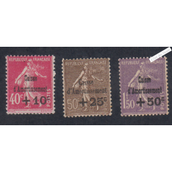 Timbres n°266-267-268 Caisse d'Amortissement - 1930 Neufs* Cote 150 Euros lartdesgents.fr