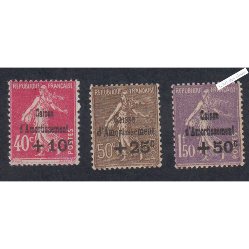 Timbres n°266-267-268 Caisse d'Amortissement - 1930 Neufs* Cote 150 Euros lartdesgents.fr