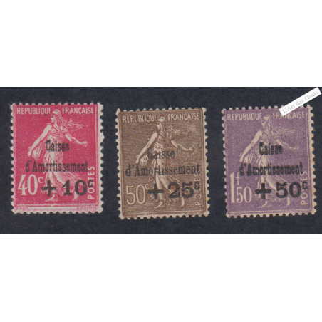 Timbres n°266-267-268 Caisse d'Amortissement - 1930 Neufs* Cote 150 Euros lartdesgents.fr