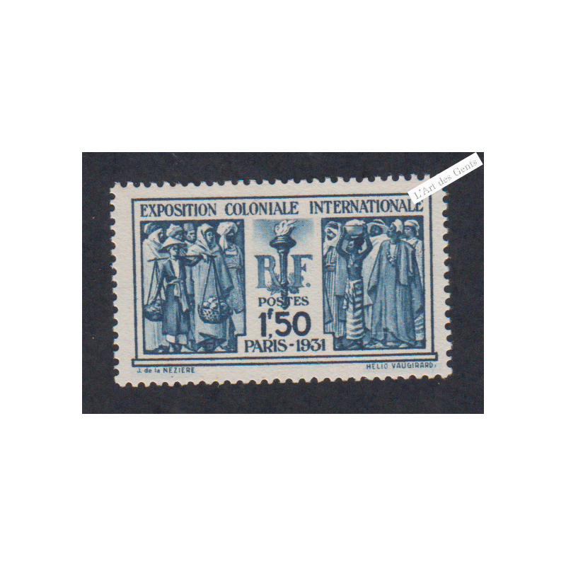 Timbre n°274  Expo Coloniale 1931 Neuf** Cote 110 Euros  - Signé -lartdesgents.fr