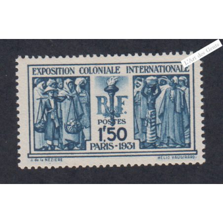 Timbre n°274  Expo Coloniale 1931 Neuf** Cote 110 Euros  - Signé -lartdesgents.fr