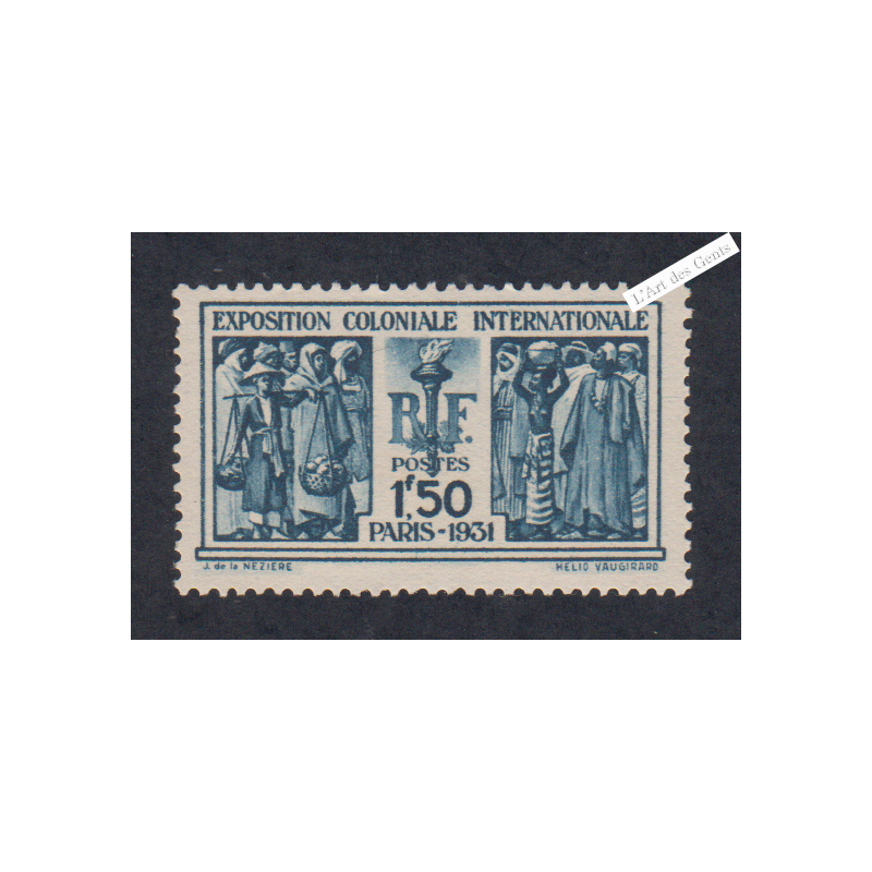 Timbre n°274  Expo Coloniale 1931 Neuf* Cote 50 Euros - lartdesgents.fr