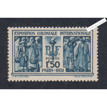 Timbre n°274  Expo Coloniale 1931 Neuf* Cote 50 Euros - lartdesgents.fr