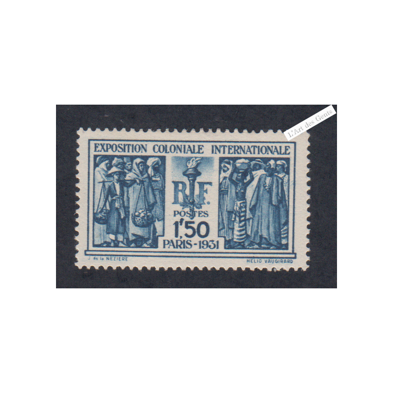 Timbre n°274  Expo Coloniale 1931 Neuf* Cote 50 Euros - lartdesgents.fr