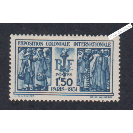 Timbre n°274  Expo Coloniale 1931 Neuf* Cote 50 Euros - lartdesgents.fr