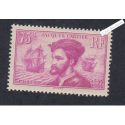 Timbre n°296 Jacques Cartier neuf** - Signé - cote 110 Euros lartdesgents.fr