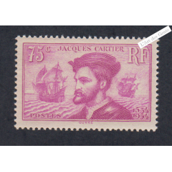 Timbre n°296 Jacques Cartier neuf** - Signé - cote 110 Euros lartdesgents.fr