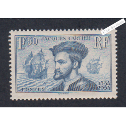 Timbre n°297 Jacques Cartier neuf** - Signé - cote 200 Euros lartdesgents.fr
