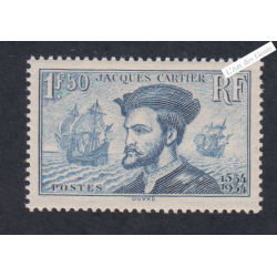 Timbre n°297 Jacques Cartier neuf** - Signé - cote 200 Euros lartdesgents.fr
