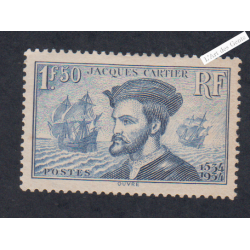 Timbre n°297 Jacques Cartier neuf*  - cote 52 Euros lartdesgents.fr