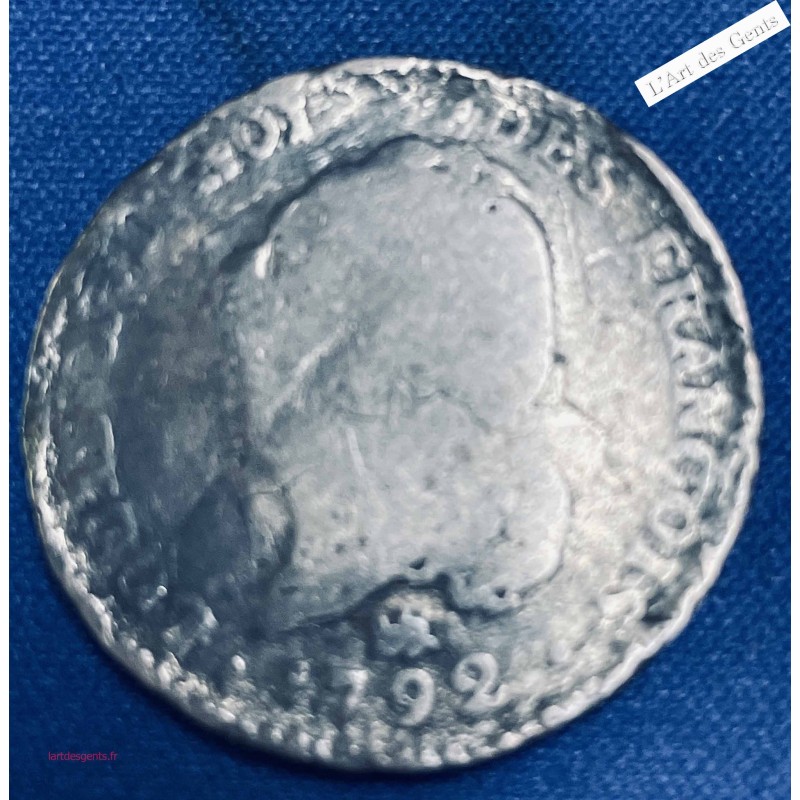 Louis XVI, 30 sols 1792 A Fausse d'époque, lartdesgents.fr