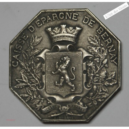 Jeton argent Caisse épargne de Bernay 1911 Concours Dévoué, lartdesgents.fr