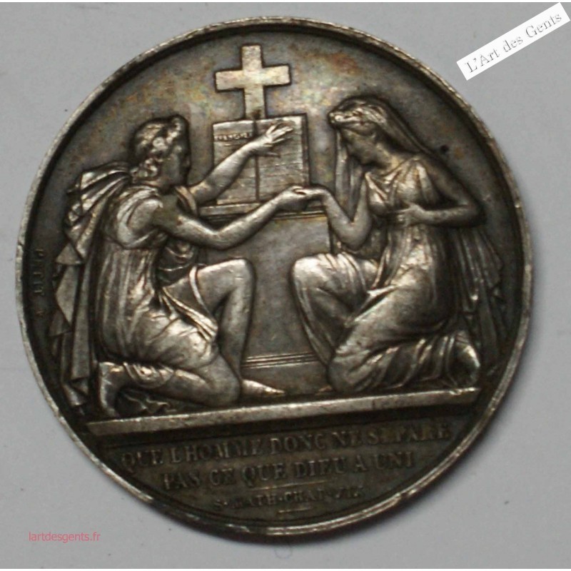 Médaille argent Mariage attribué 1861, lartdesgents.fr