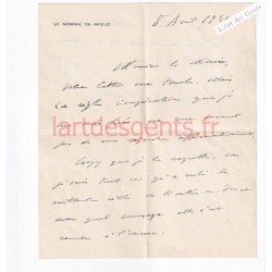 Lettre originale 1946 signée par Gal DE GAULLE au maire de Montier-en-Der (52), lartdesgents.fr