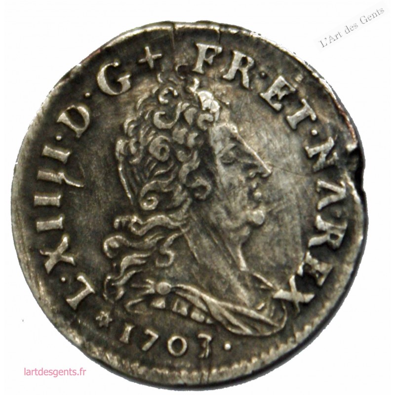 Louis XIV, 5 sols aux insignes, 1703 BB, Strasbourg, TTB, lartdesgents.fr