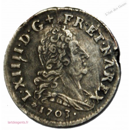 Louis XIV, 5 sols aux insignes, 1703 BB, Strasbourg, TTB, lartdesgents.fr