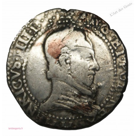 Henri III, Demi-franc au col plat, 15--, La rochelle, lartdesgents.fr